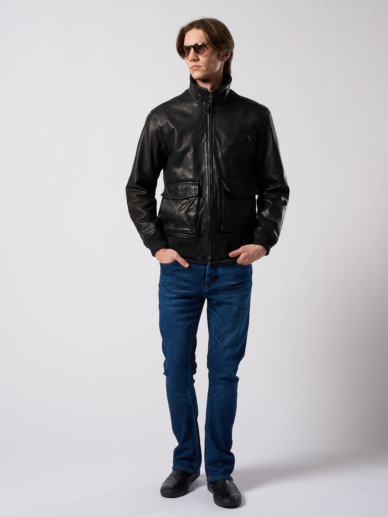 【予約品 4月19日(日) 18時締切】leather rib jersey type A-2 / A-2タイプ レザーリブジャージー / ブラック