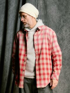 【予約品 4月19日(日) 18時締切】aging loose check shirt / エイジング ルーズ チェックシャツ / フェードレッド