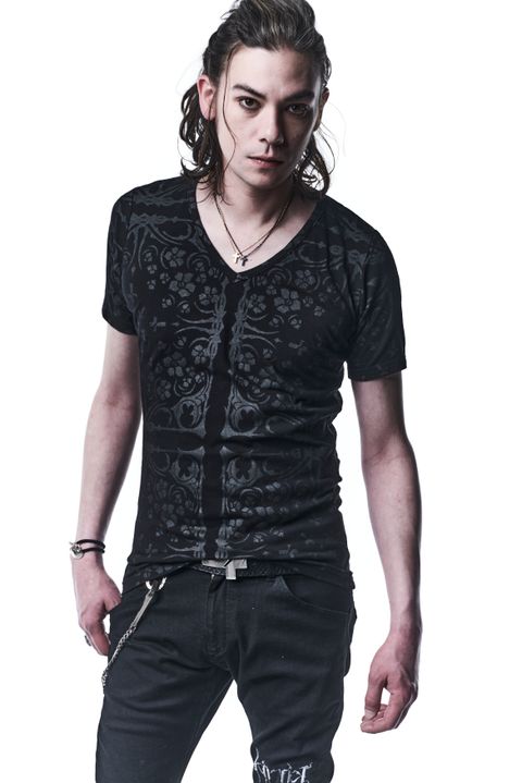《予約品》 V-Neck T-Shirts T Tシャツ BANDANA BEATENJIKU / Black×Black 【kiryuyrik】 10月入荷予定