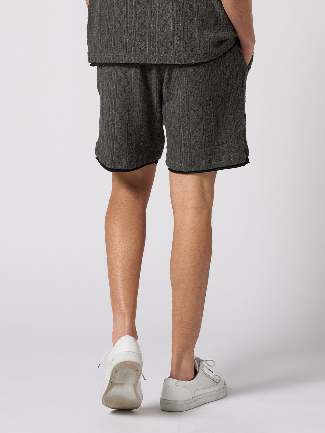 【予約品 1月25日(日) 締切】jacquard summer knit shorts / ジャガード サマーニット ショーツ / ブラック