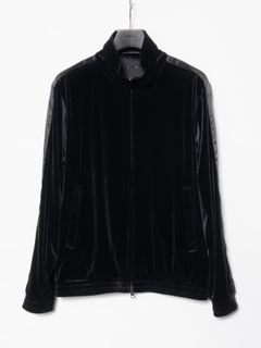 【予約品 4月6日(月) 締切】Stretch Tricot Velour Track Jacket / ストレッチ トリコット ベロア トラック ジャケット / ブラック