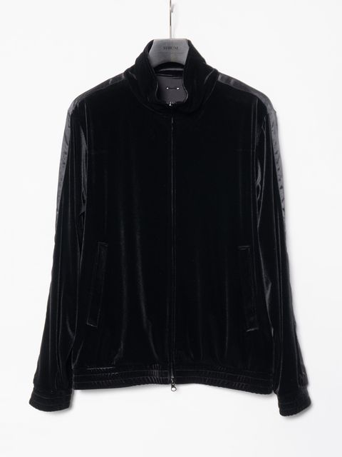 【予約品 4月6日(月) 締切】Stretch Tricot Velour Track Jacket / ストレッチ トリコット ベロア トラック ジャケット / ブラック