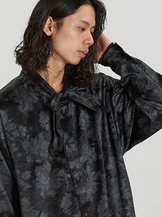 モディファイBIG-シャツ 花柄ストールロングシャツ