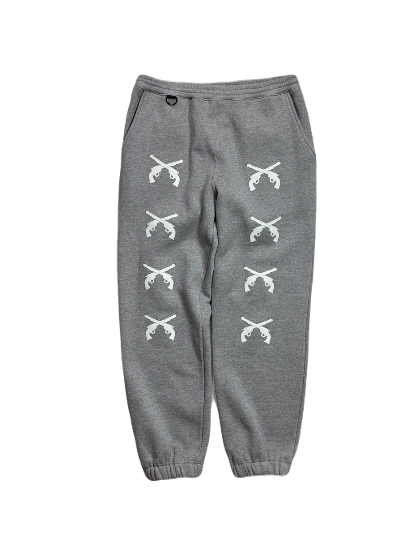 【予約品 3月9日(月) 18:00 締切】LEATHER PATCH PANTS / レザーパッチ スウェットパンツ  / グレー