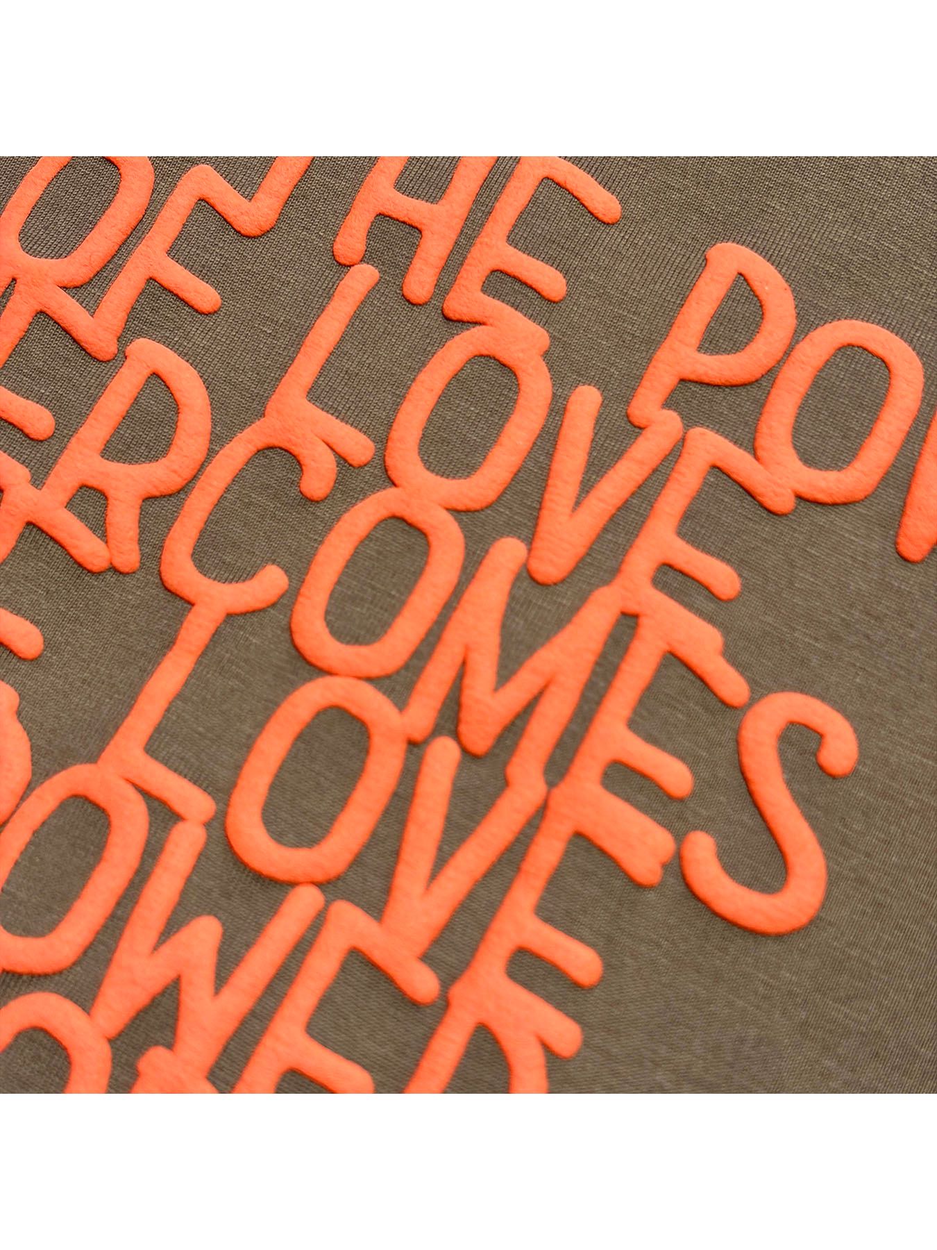 【予約品 3月9日(月) 18:00 締切】ORG/CO S/TEE MESS/SW / メッセージプリント クリスタルクロスガン オーガニックコットン Tシャツ / カーキ