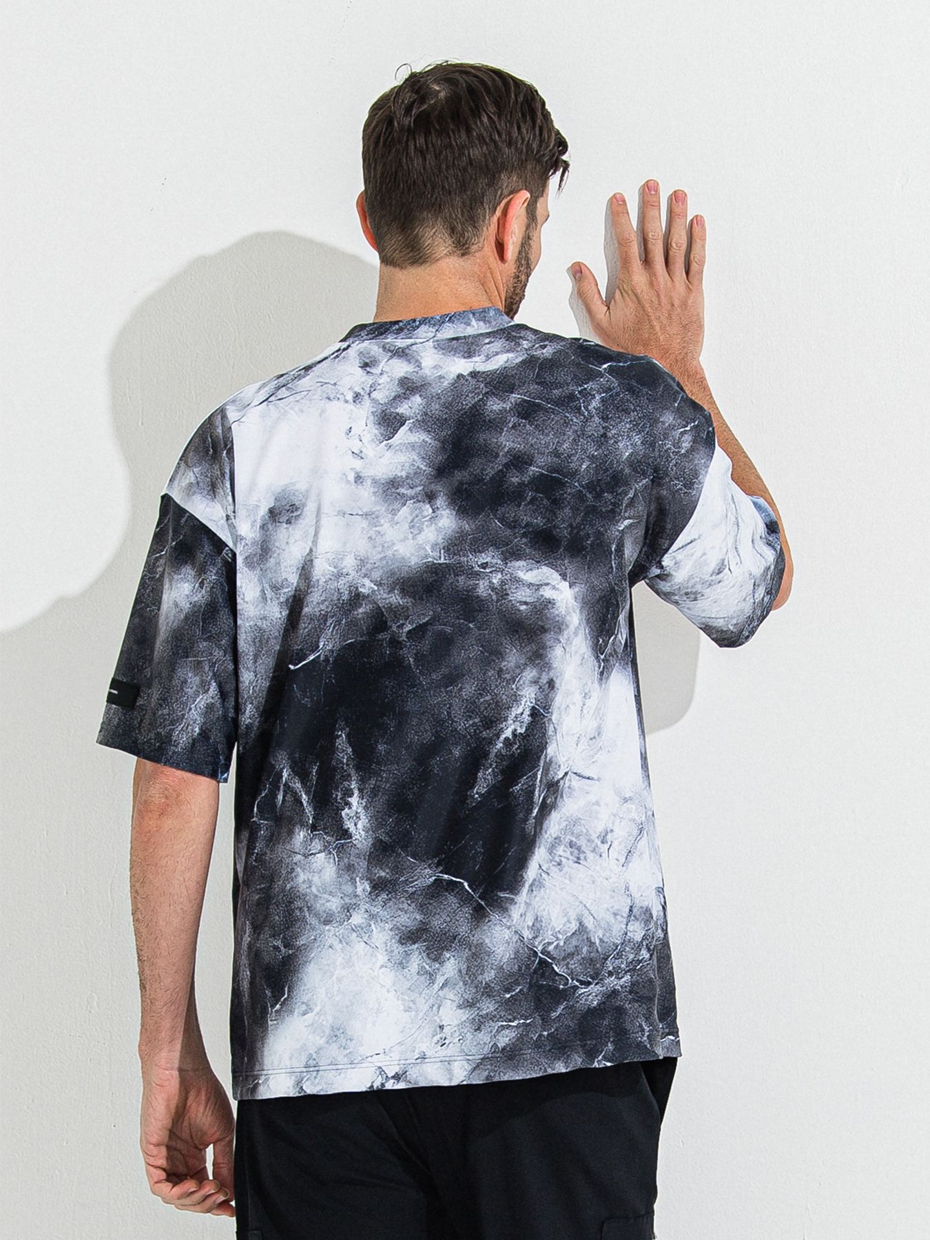 MARBLE RASH OVER T / ラッシュガード マーブルオーバーサイズTシャツ / ブラック