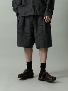 【予約品 2月1日(日) 締切】LINEN OVERSHORTS / オーバーサイズシルエット ショーツ / チャコール