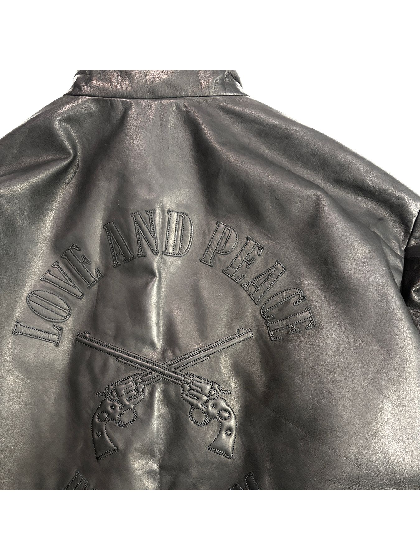 【予約品 3月9日(月) 18:00 締切】COW LEATHER ZIP JKT / カウレザー スタンド ジップ ブルゾン / ブラック