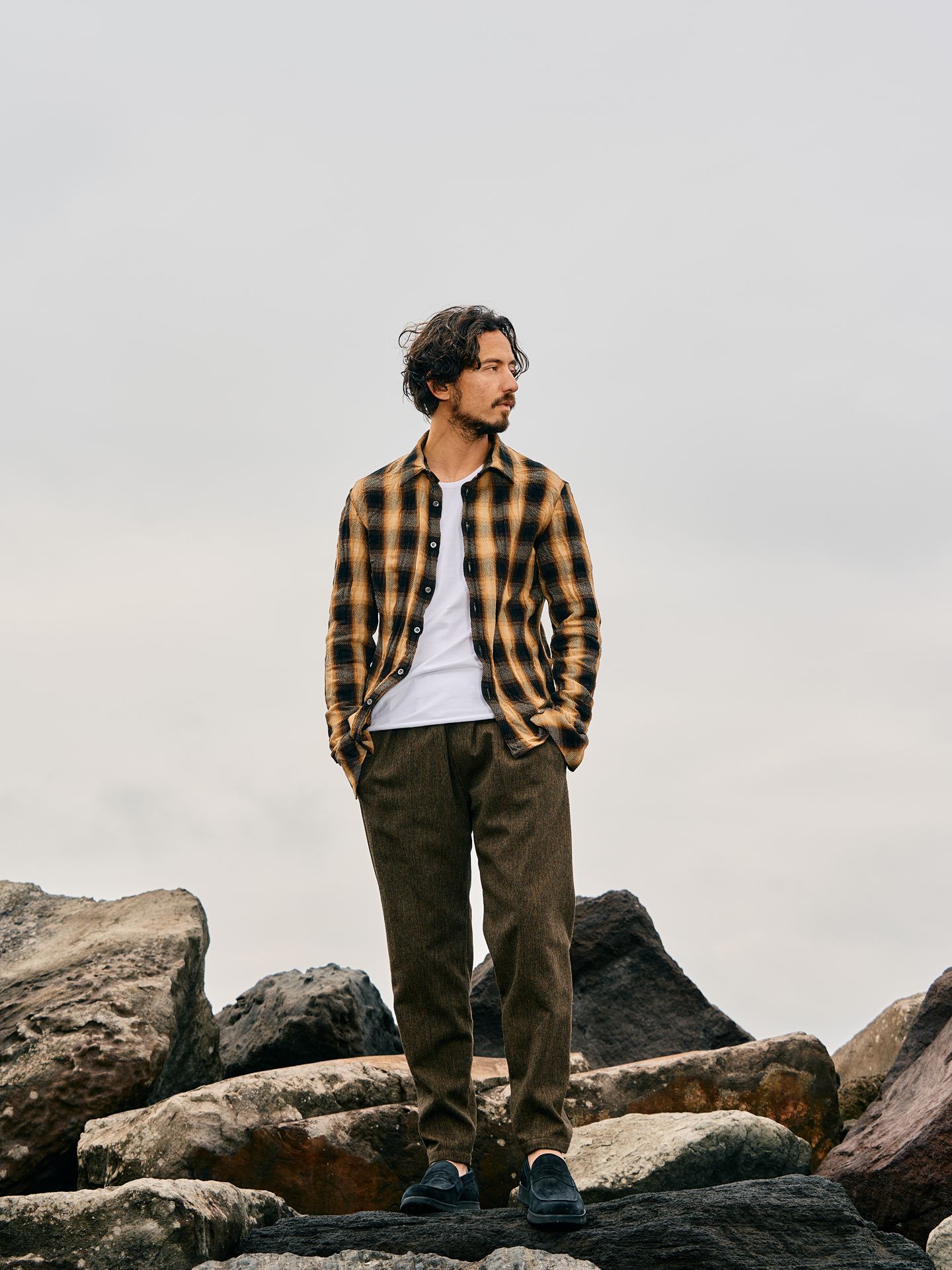 【予約品】 twist wrinkle check / シャツ / イエロー