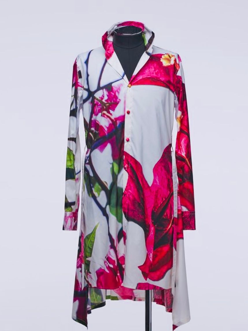 《予約品》 StandCollarFlareShirt / フレアシャツ / ブーゲンビリア 【THE ONENESS】