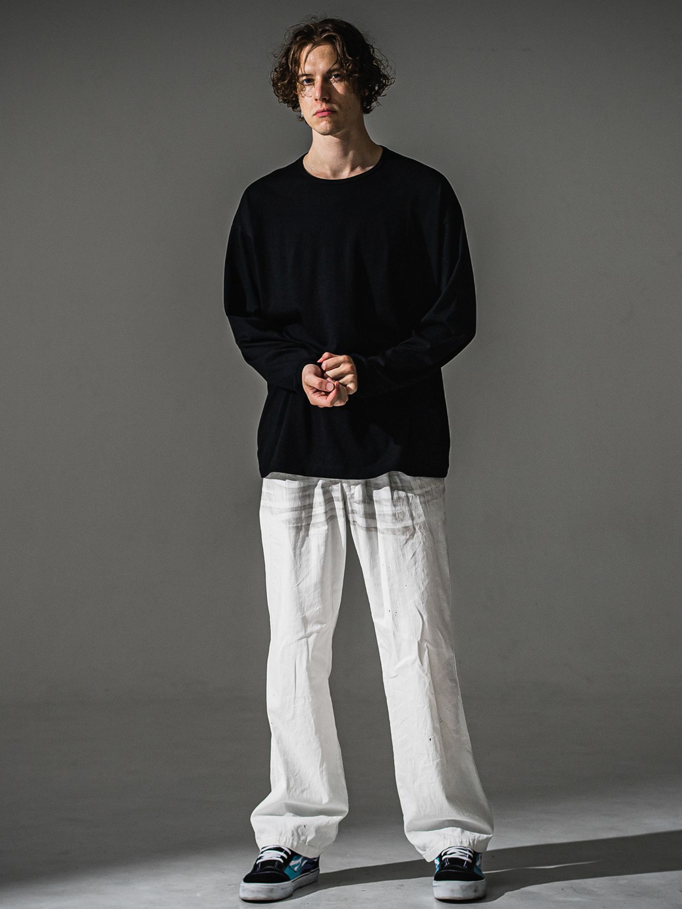 【予約品】PIN ST RC over longsleave Tee / ピンストライプロゴ オーバーサイズ ロングスリーブ Tシャツ / ブラック
