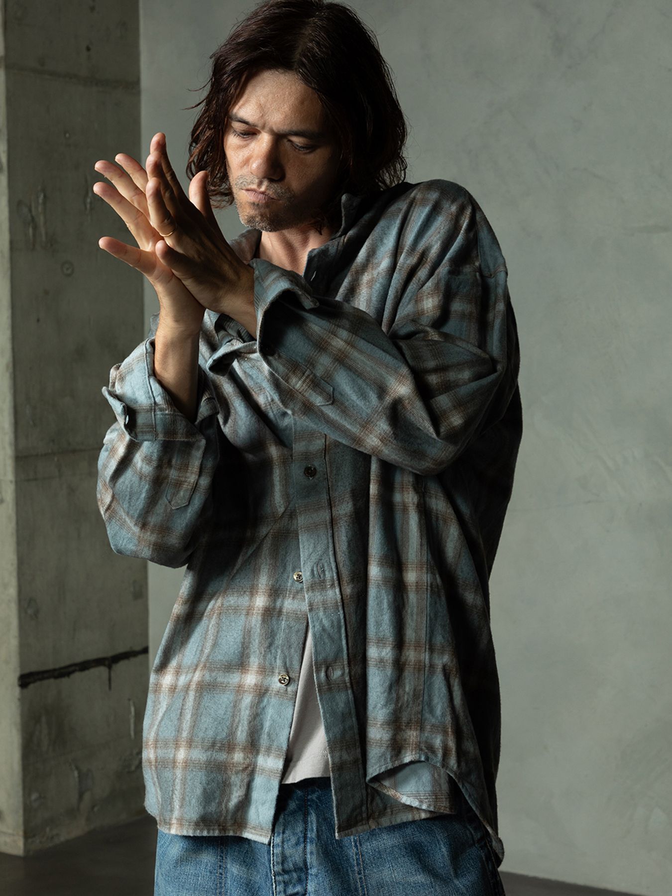 【予約品 7月5日(日) 締切】HAZE FLANNELSHIRTS dirty / フランネルチェックシャツ / ダーティーサックス