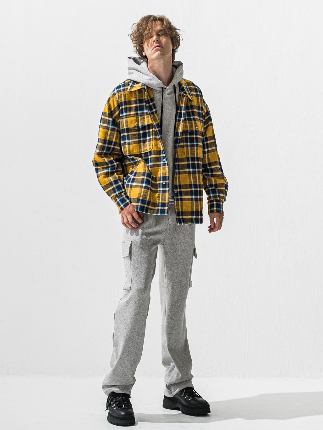 【予約品 9月6日(日) 締切】RC VELOURS FLEECE HOODIE / RCレザーワッペン 裏起毛 ルーズフーディー / グレー