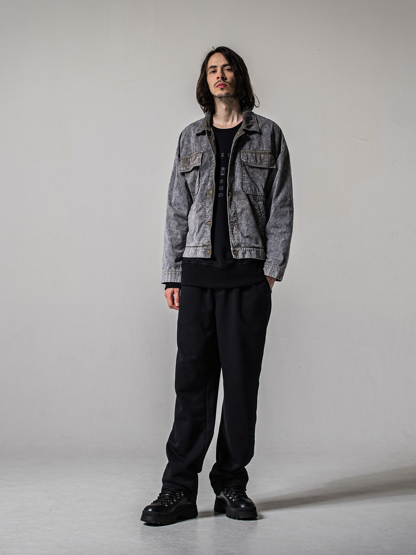 【予約品 11月16日(日) 締切】HF URAKE COLLEGE DROP TRAINER / 裏毛 カレッジロゴルーズ トレーナー / ブラック