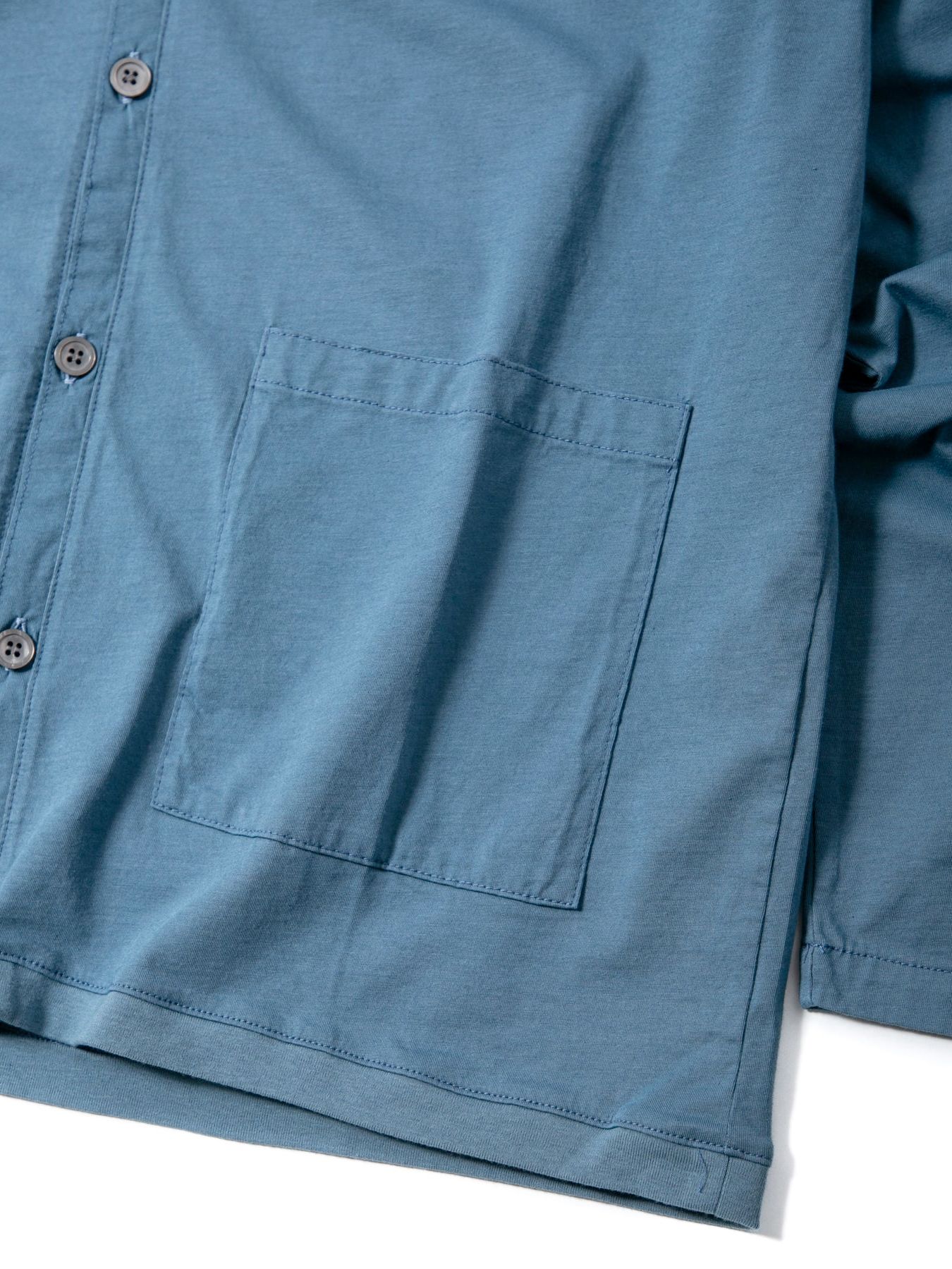 72/T Organic Cotton High Twisted Single Jersey Cardigan / 72/T オーガニックコットン 強撚 天竺 カーディガン / グレーブルー