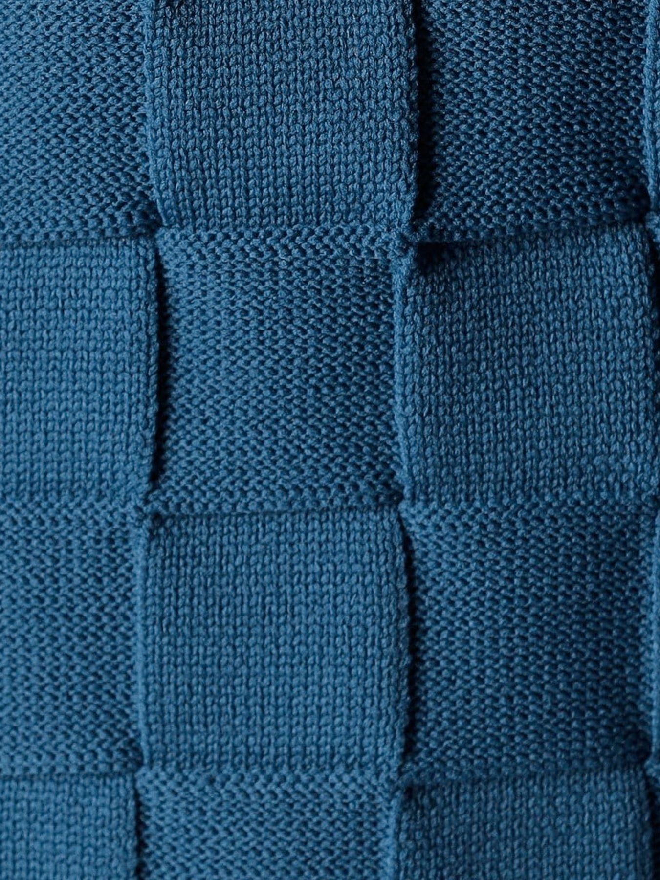 ブロックチェックニットブルゾン / ブルー 【NICOLE CLUB FOR MEN】