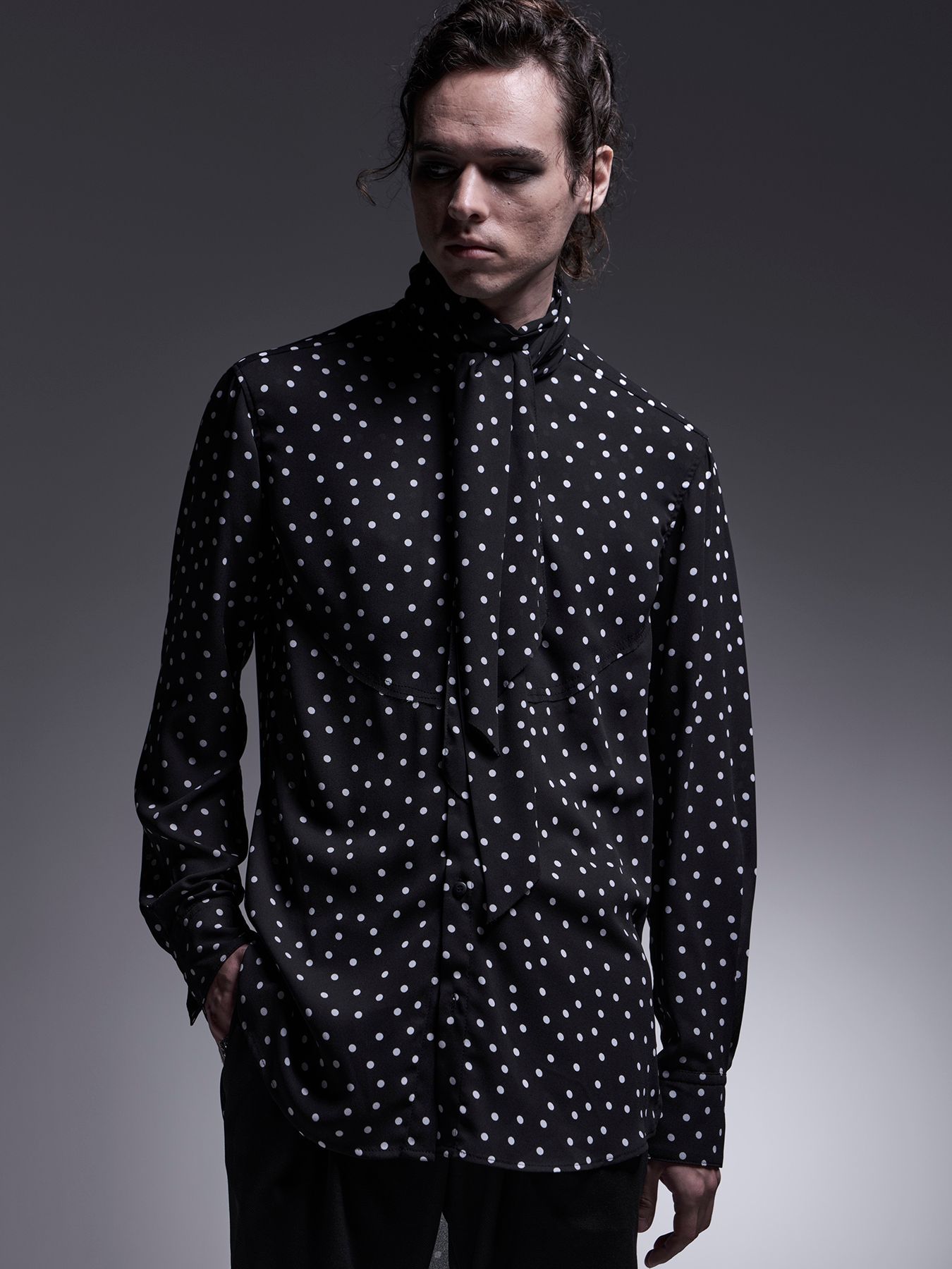 【予約品 7月13日(日) 締切】Stoal Shirt / ストールシャツ / 水玉ブラック