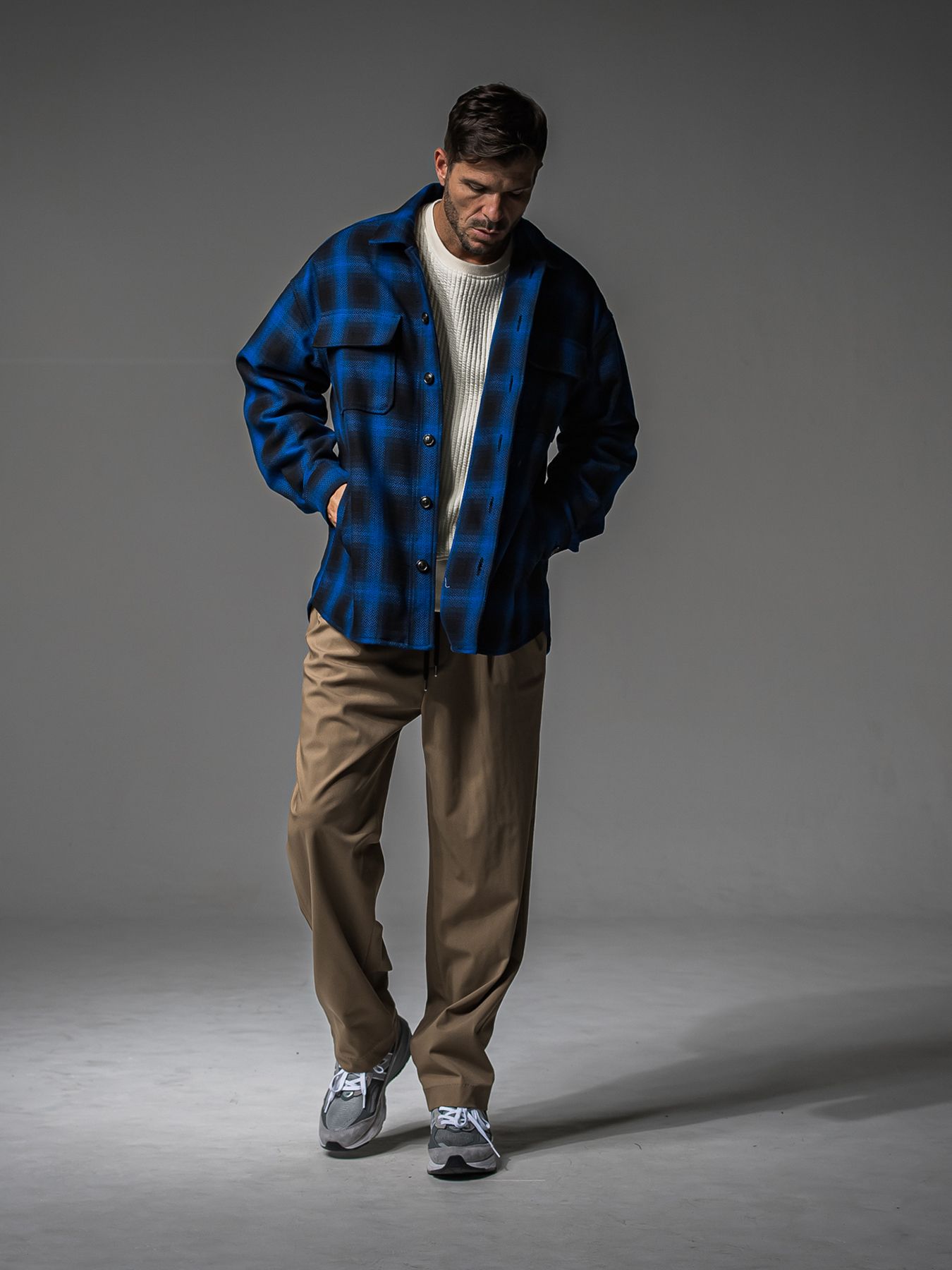 【予約品 】STRIPE QUILTING DROP TRAINER / ストライプキルティング ルーズトレーナー / オフ