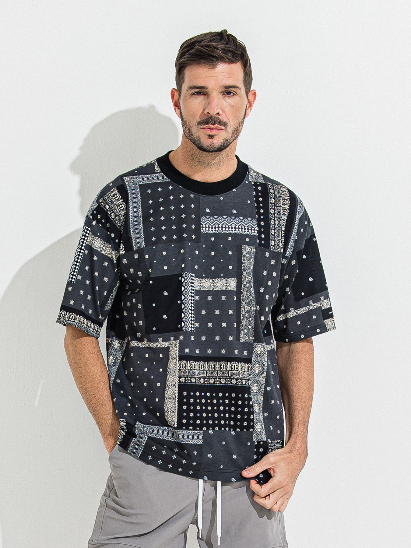 BANDANA OVER TEE / バンダナオーバーサイズTシャツ / ブラック