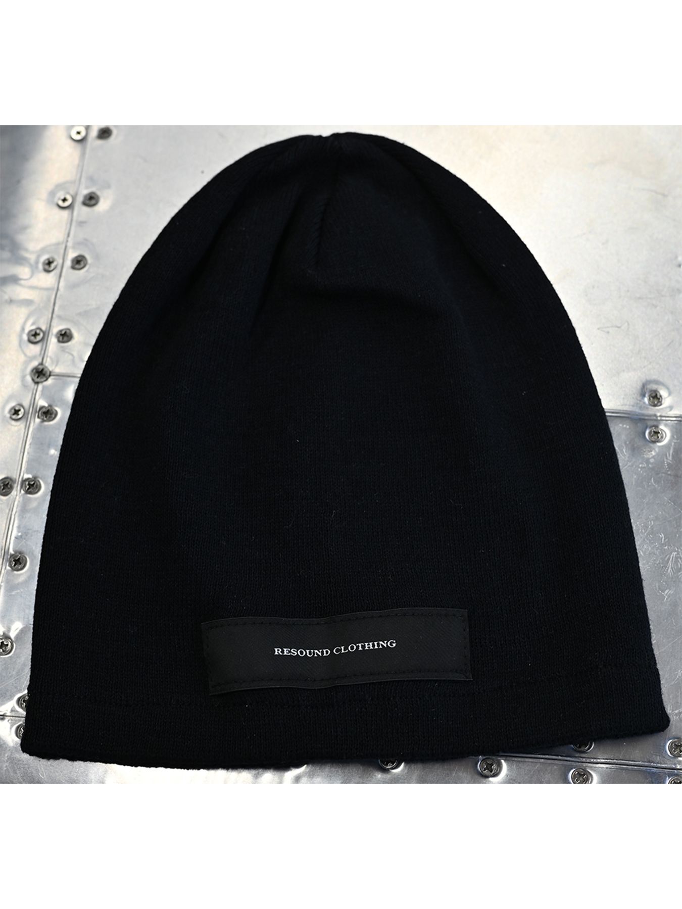 LINEN KNIT CAP / リネン ロゴタグ付き ニットキャップ / ブラック
