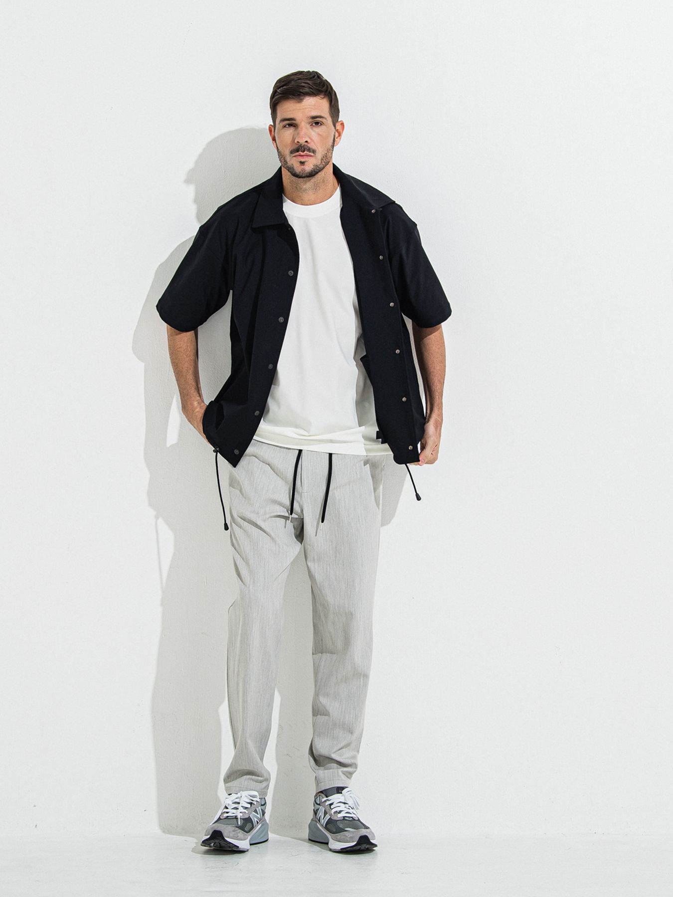 【予約品】NYLON HALF COACH JACKET / ナイロンハーフコーチジャケット / ブラック