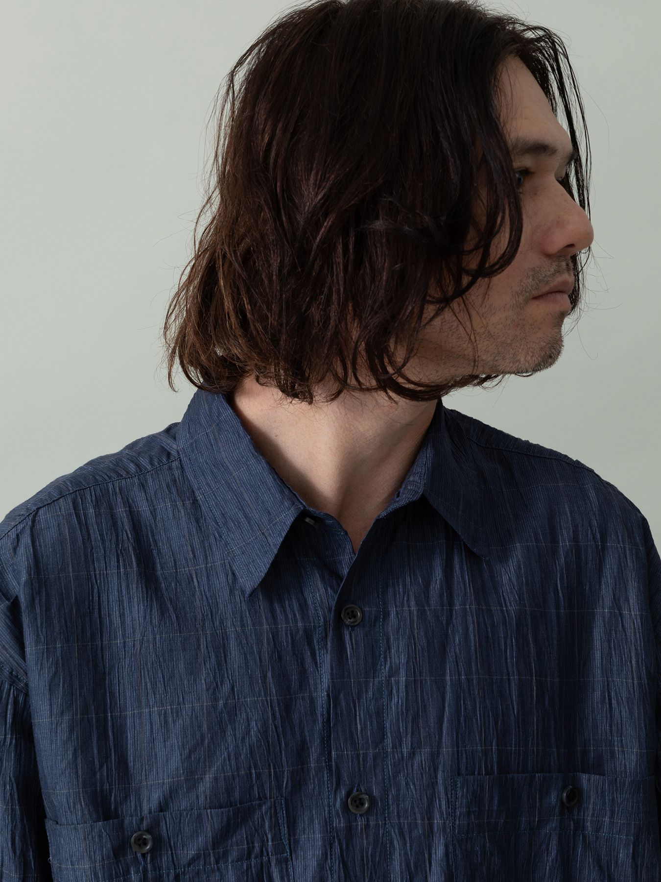 【予約品 2月1日(日) 締切】WAVEWASHER SHIRTS / ワッシャー加工シャツ / ネイビーチェック