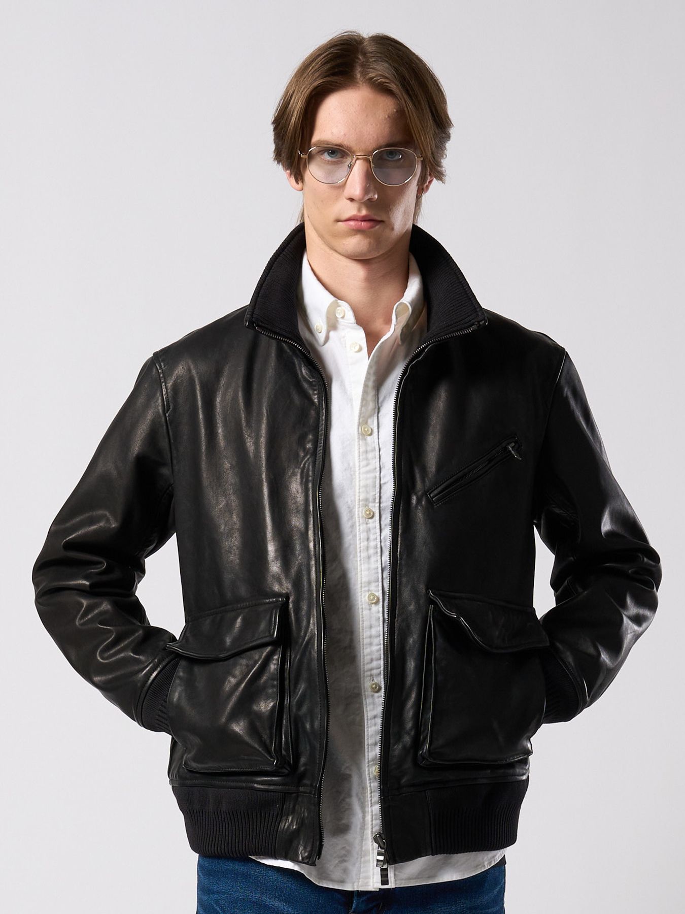 【予約品 4月19日(日) 18時締切】leather rib jersey type A-2 / A-2タイプ レザーリブジャージー / ブラック