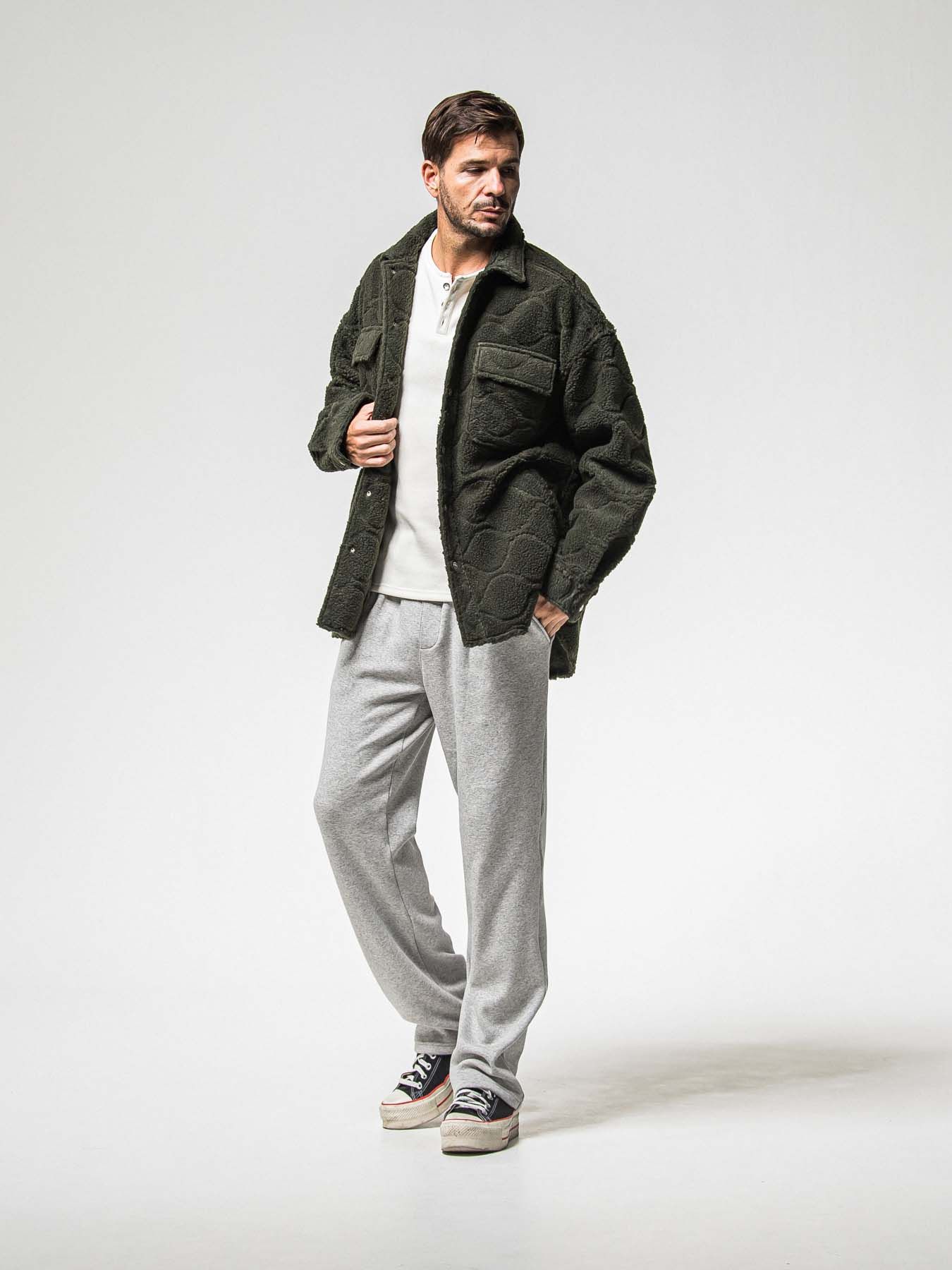 【予約品 8月31日(日) 締切】VELOURS FLEECE THERMAL HENRY / ベロアフリース サーマル ヘンリーネック / ホワイト