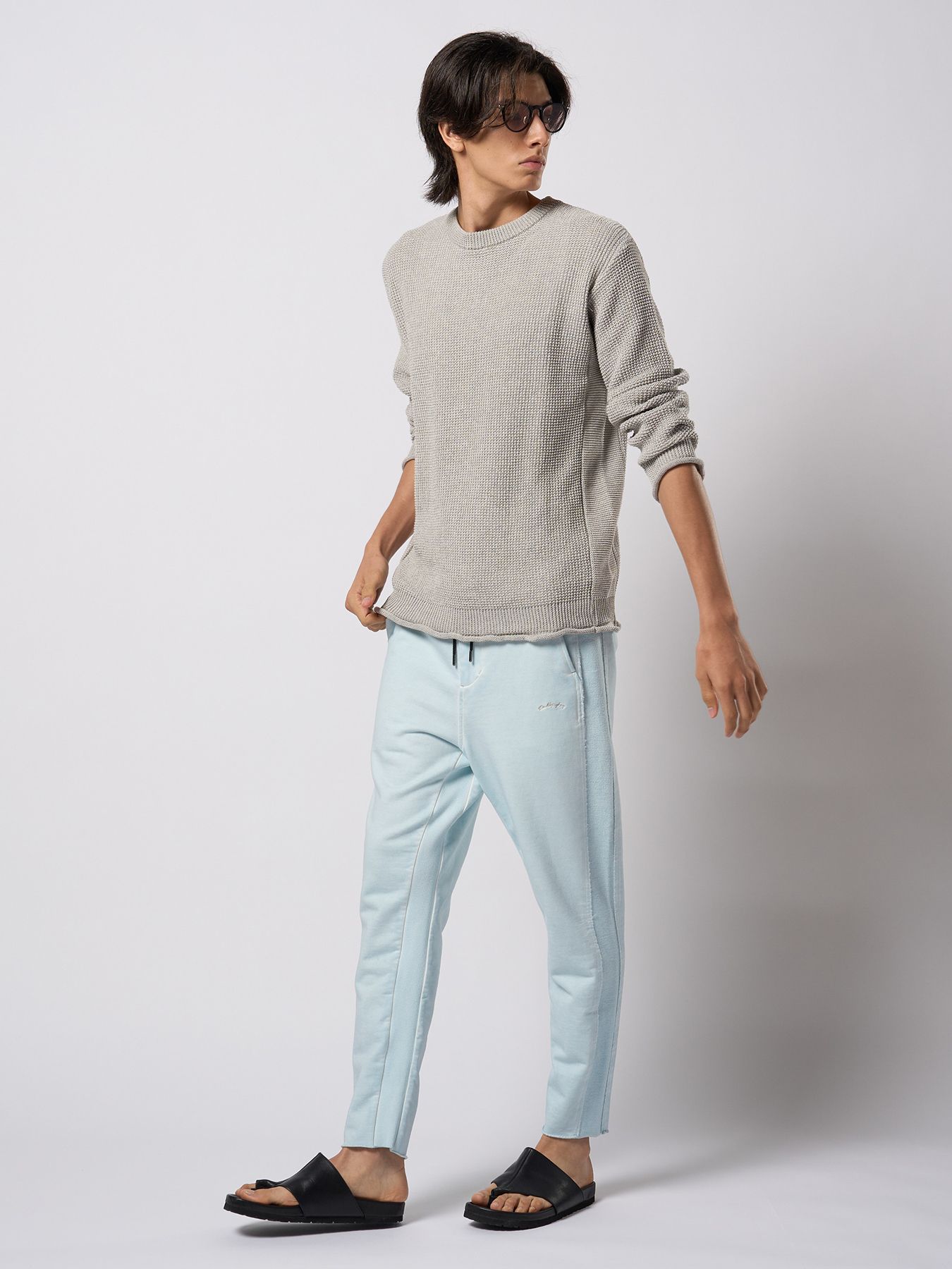 【予約品 9月23日(火) 締切】GIMA crew summer knit / 擬麻クルーサマーニット / ライトグレー