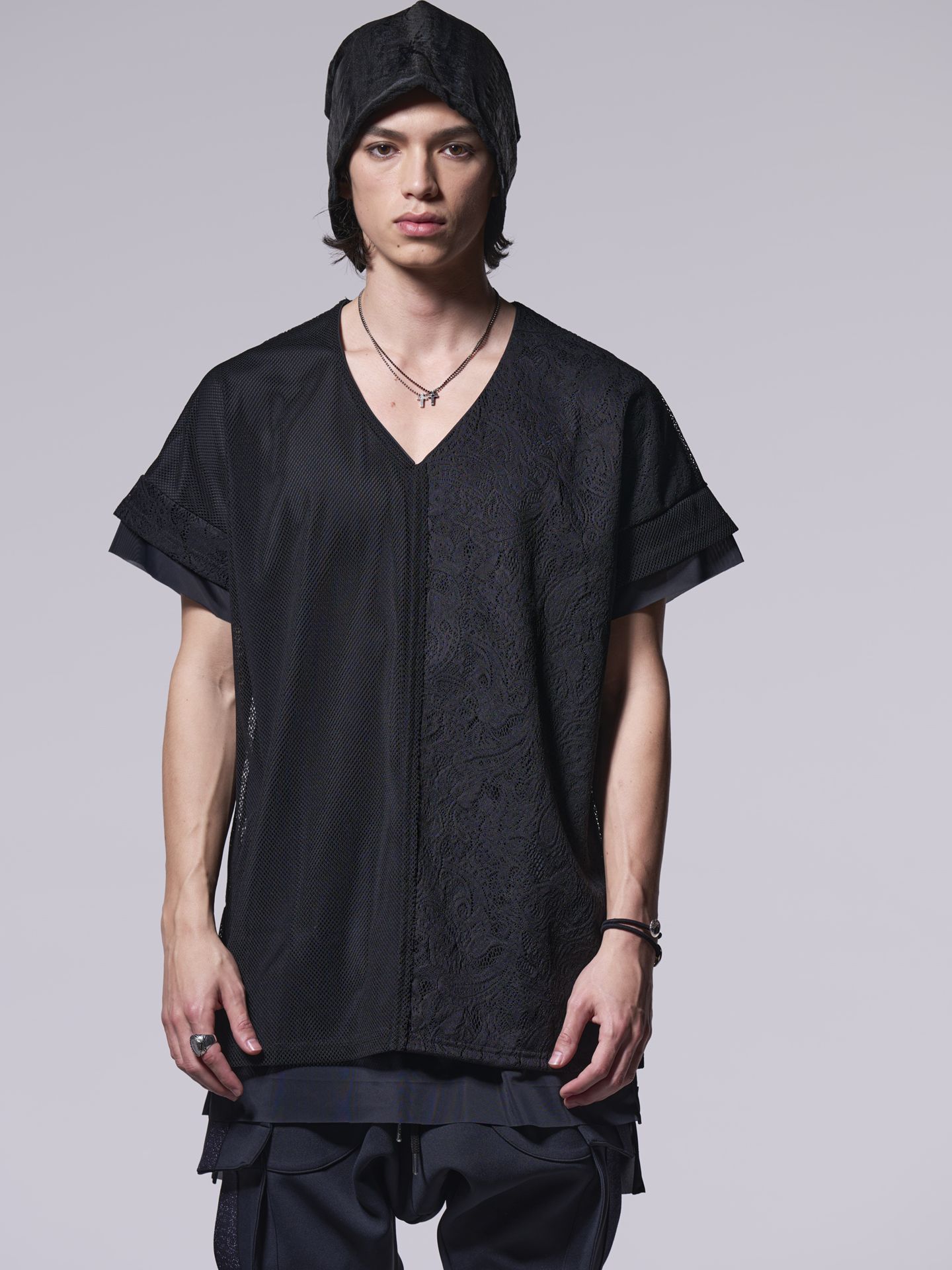 《予約品》 Dolman Layered T-Shirt / ドルマンレイヤードTシャツ / ブラック