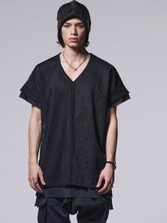 《予約品》 Dolman Layered T-Shirt / ドルマンレイヤードTシャツ / ブラック