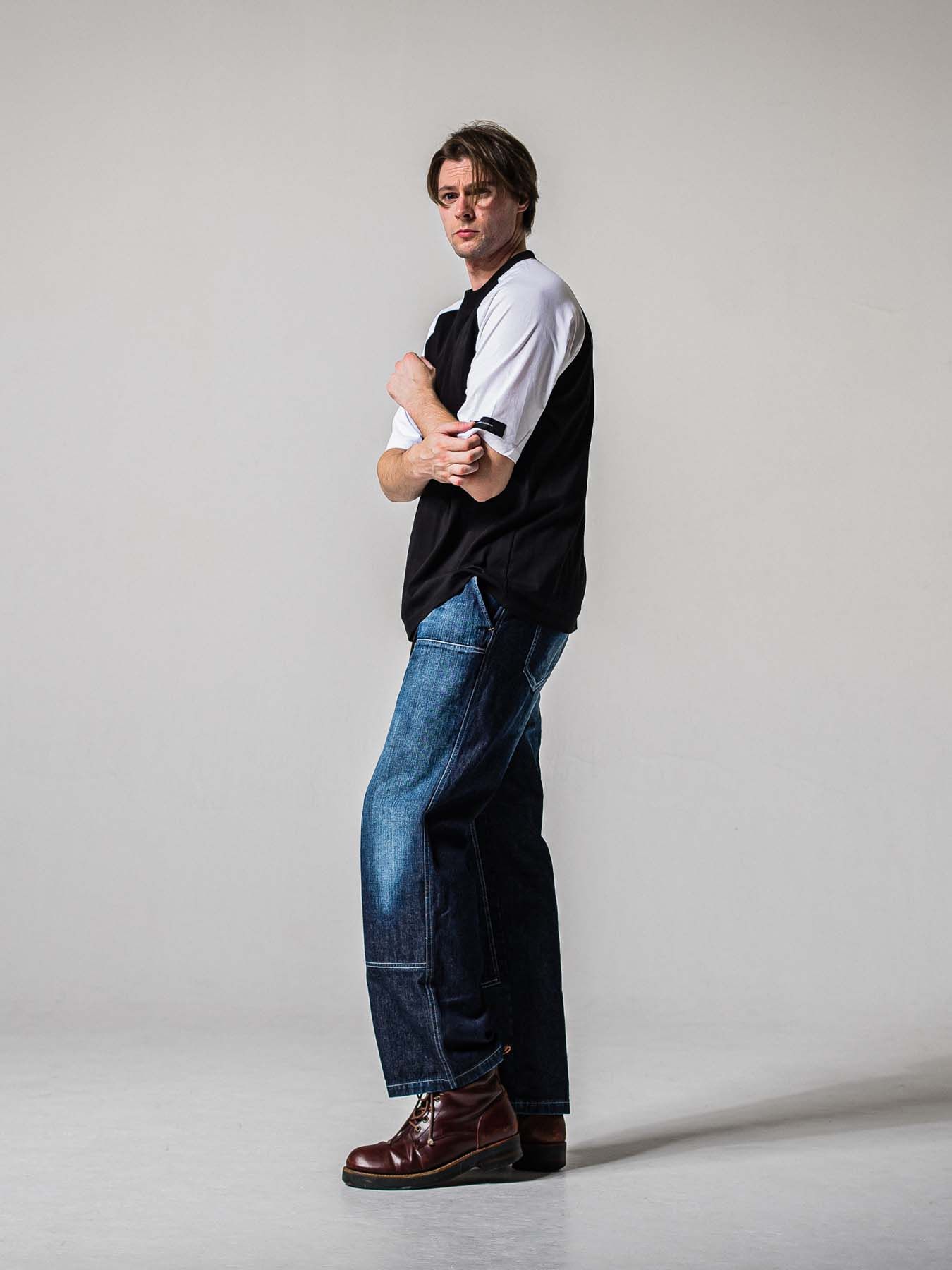 【予約品 11月16日(日) 締切】BACK RC RAGLAN OVER TEE / バックロゴ ラグランスリーブ オーバーTシャツ / ブラック×ホワイト