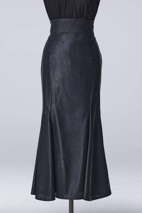 《予約》 Cross Dot Wet Print Mermaid Skirt / ブラック 【THE ONENESS】 11月入荷予定
