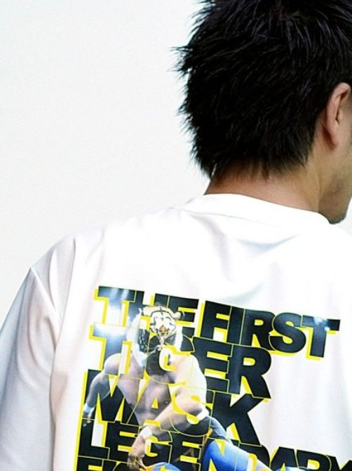 ＜初代タイガーマスクプロレスコラボ半袖Tシャツ ホワイト接触冷感【 NICOLE CLUB FOR MEM】