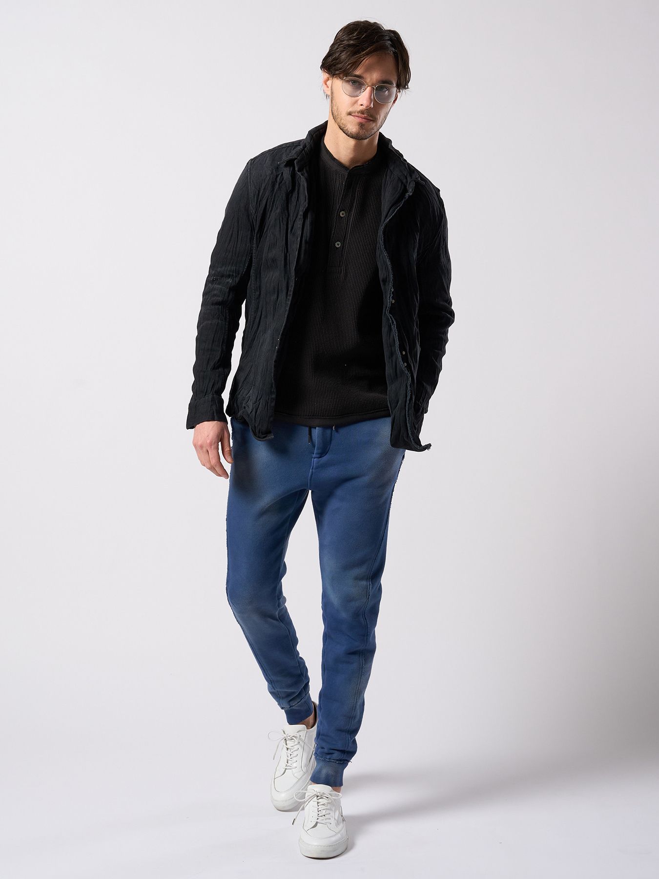 【予約品 4月19日(日) 18時締切】2-hook denim shirt / 2フック デニムシャツ / ブラックユーズド