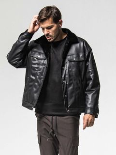【予約品 8月31日(日) 締切】LEATHER FUR OVER G / レザーファーオーバーGジャケット / ブラック