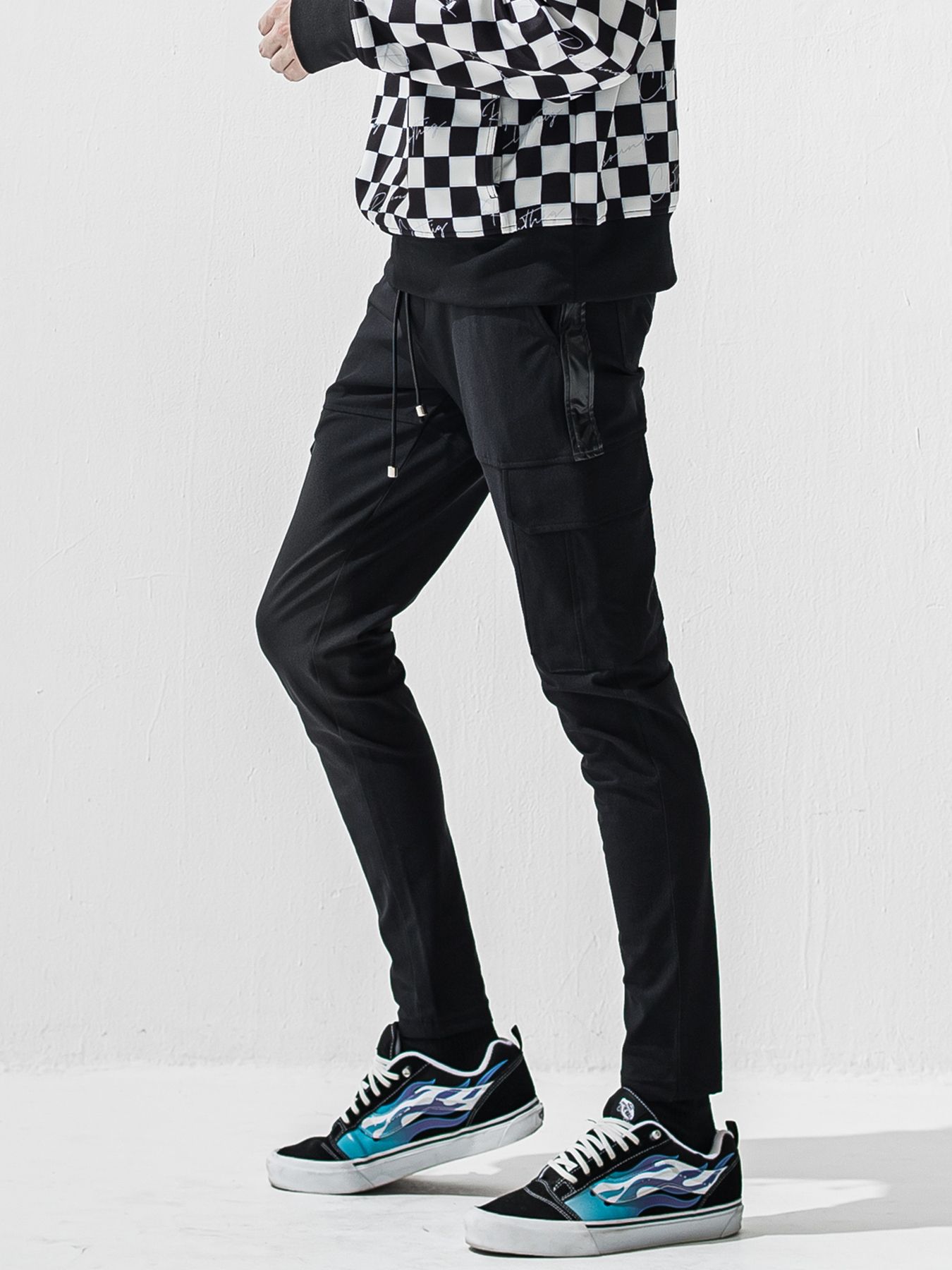 【予約品】DARRELL HEAT CARGO PT / 裏起毛 カーゴラインパンツ / ブラック