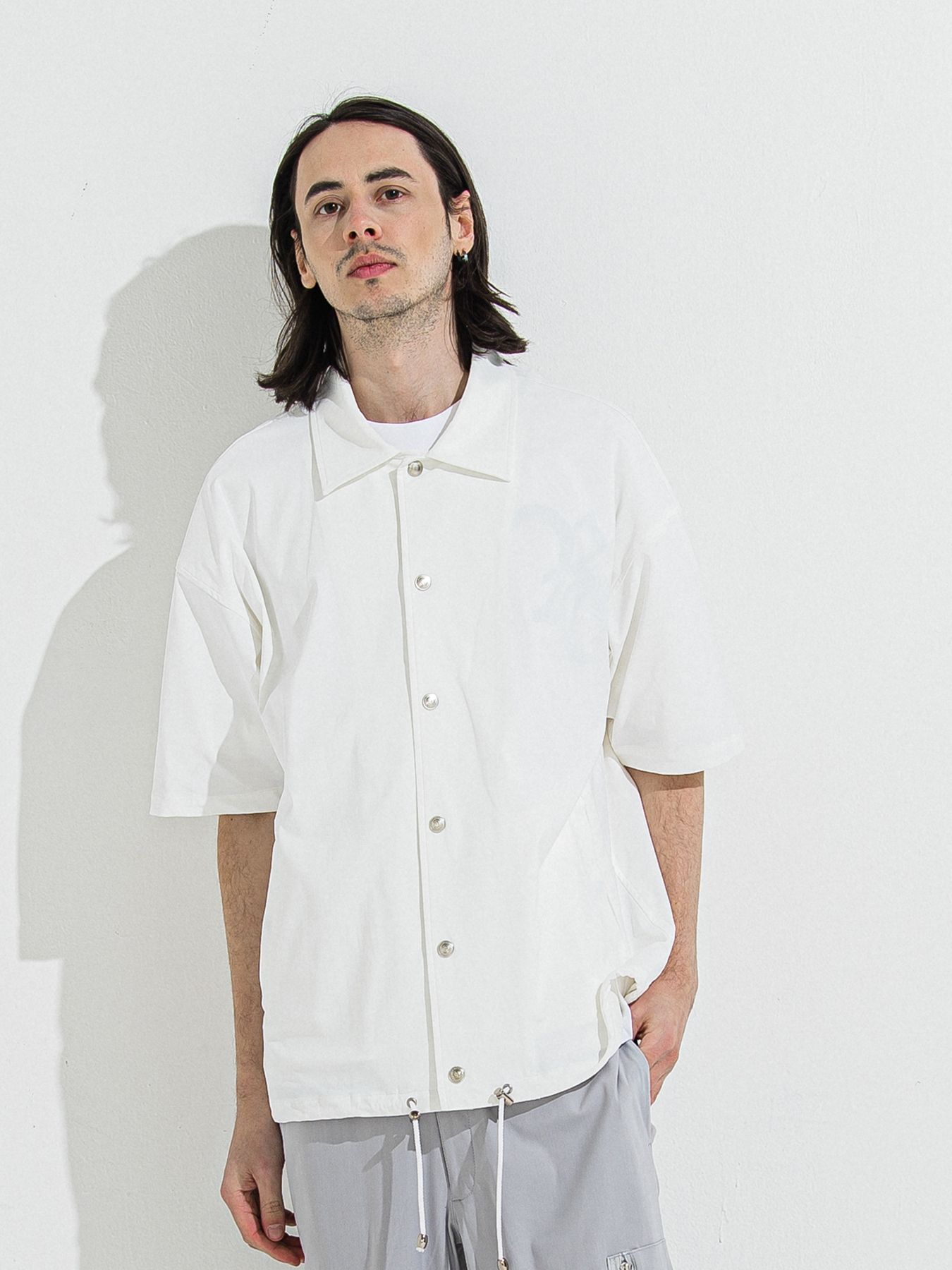 【予約品 】NYLON HALF COACH JACKET / ナイロンハーフコーチジャケット / ホワイト