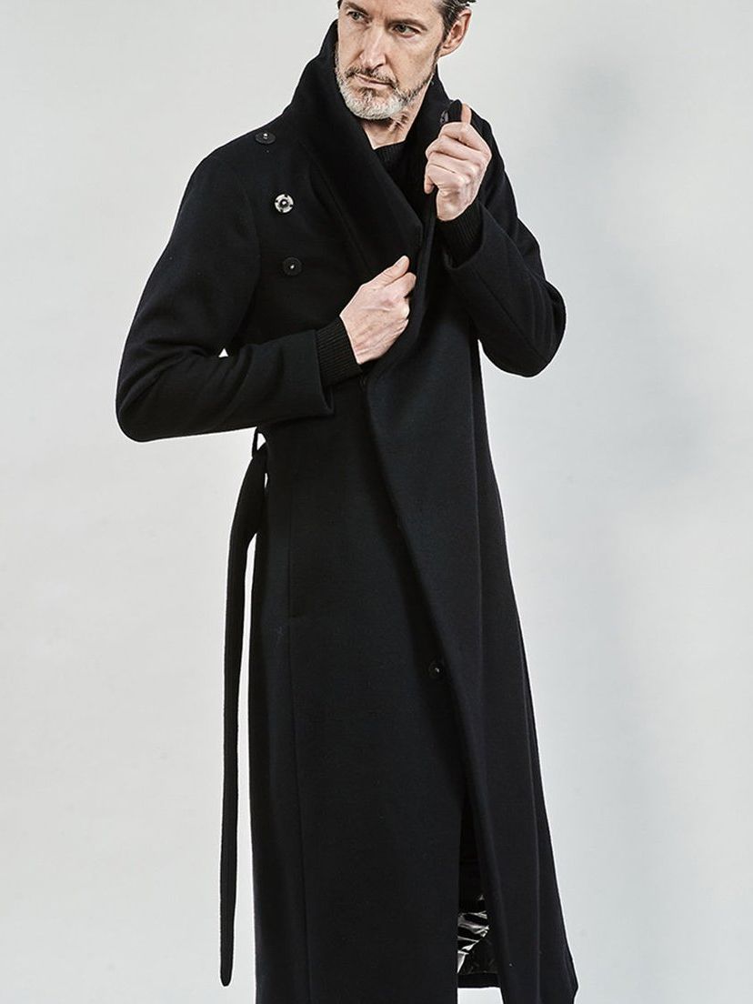 Beaver Wool High collar Wrap Maxi Coat / ブラック 【ys Yuji SUGENO】