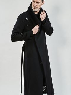 Beaver Wool High collar Wrap Maxi Coat / ブラック 【ys Yuji SUGENO】