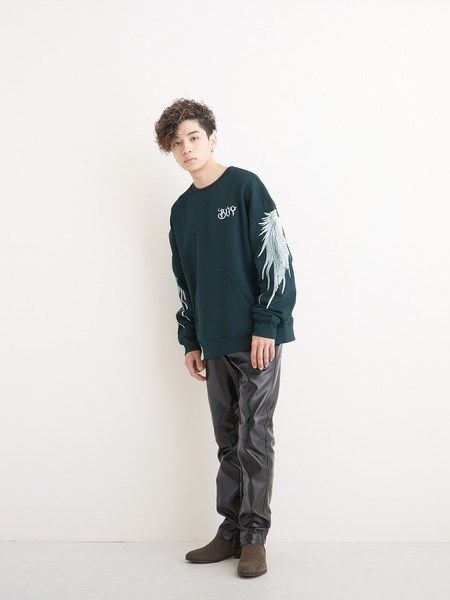 WING SLEEVE CREW NECK SWEAT / GREEN 【BOY LONDON】