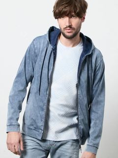 ハイテンションジャージーデニムジップアップパーカー【HIDEAWAYS NICOLE】