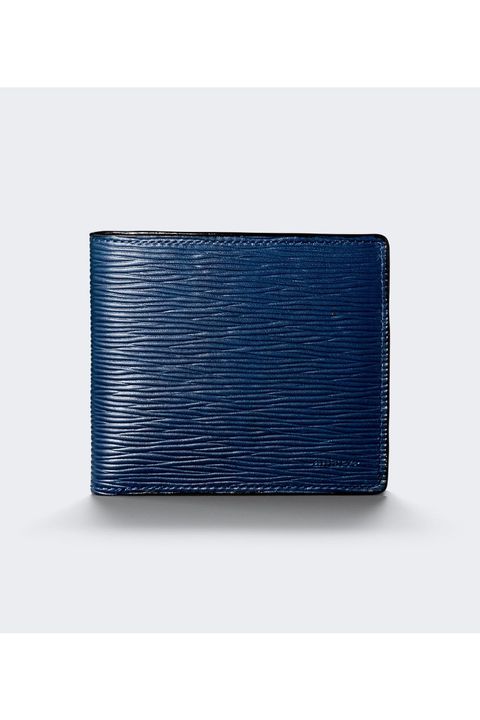 二つ折りウォレット Wave Leather / Navy 【aniary】
