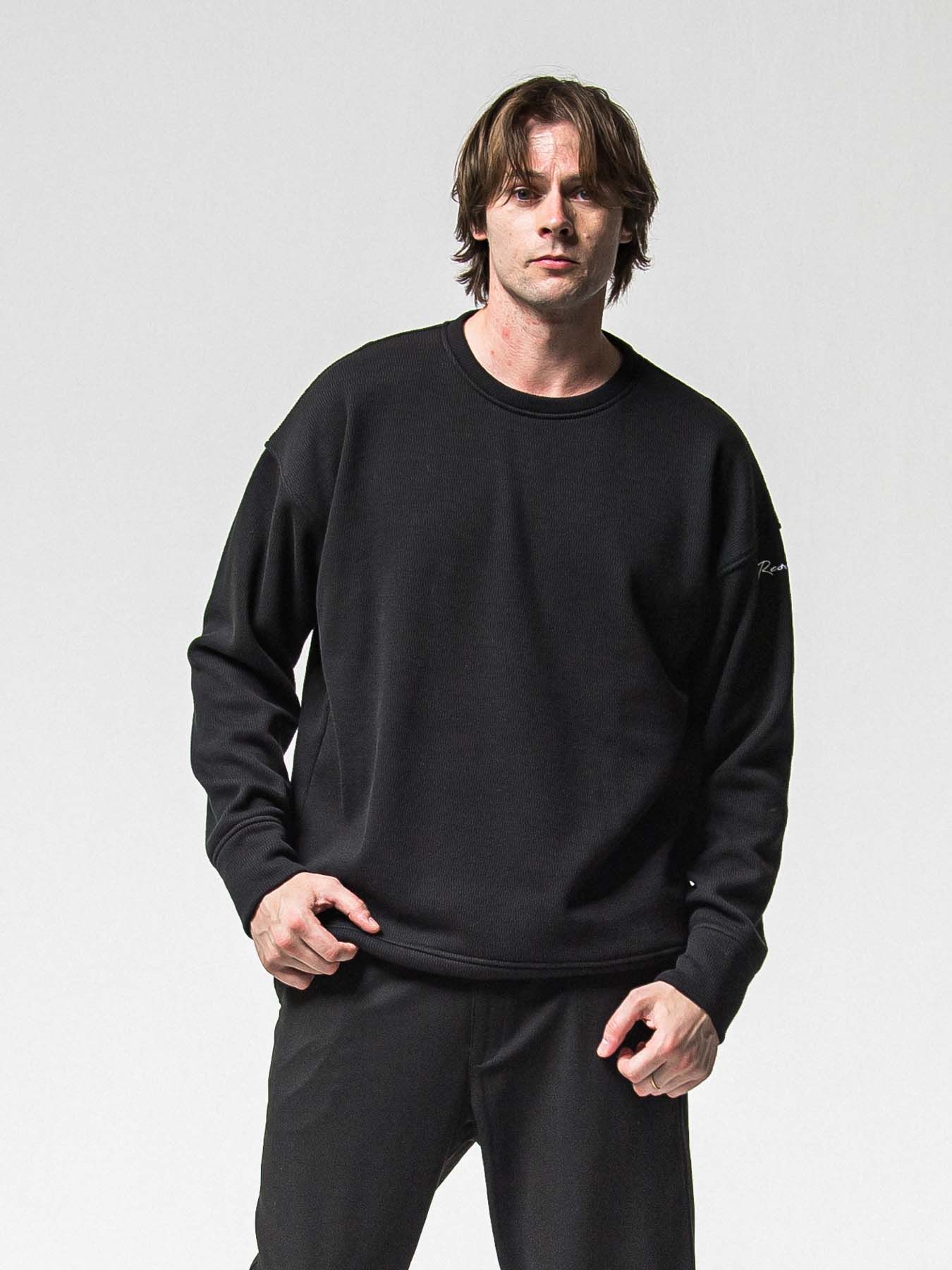 【予約品 8月31日(日) 締切】VELOURS FLEECE THERMAL LOOSE TRAINER / ベロアフリース サーマル ルーズトレーナー / ブラック