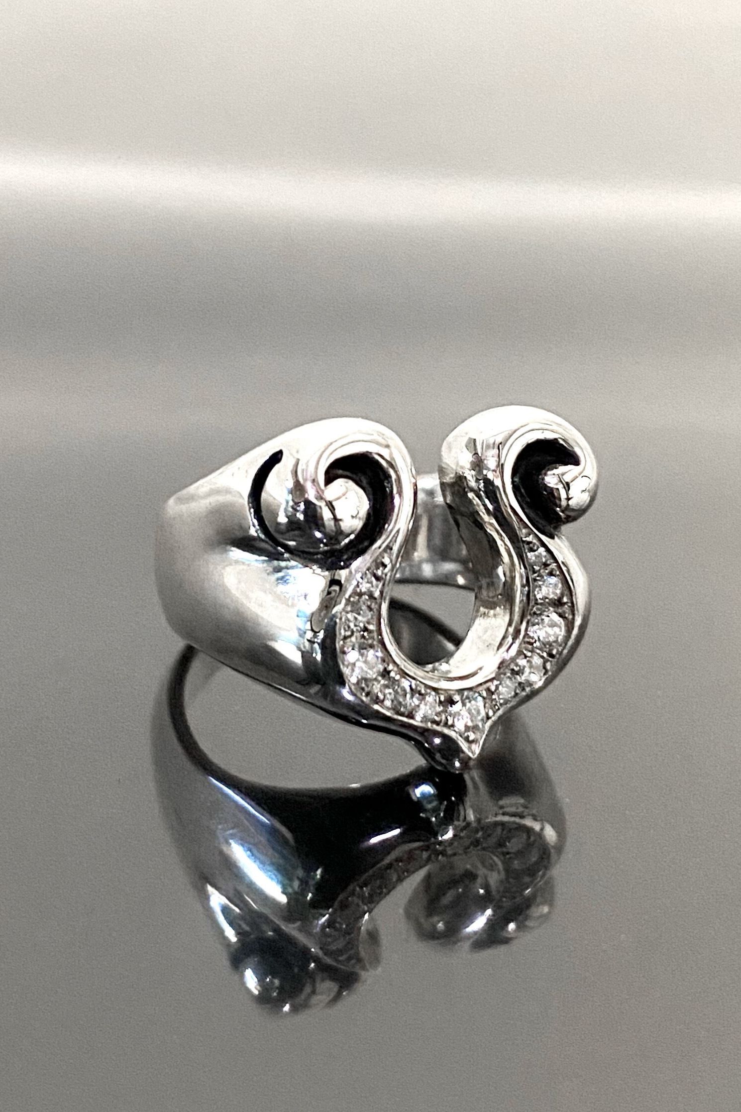 《受注生産》 RHYTHMIC HORSESHOE RING with DIAMOND ダイヤモンド リング 【GOD SIZE】 注文から2-4週間後入荷予定