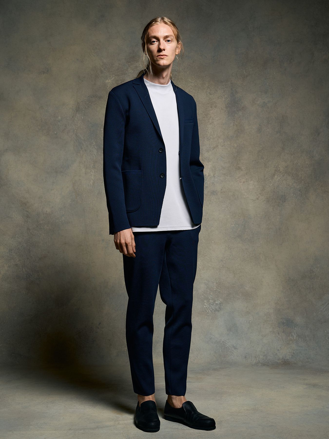 【予約品 9月23日(火) 締切】function knit easy slacks (jacquard check) / ファンクションニットイージースラックス (ジャガードチェック) / ネイビーチェック