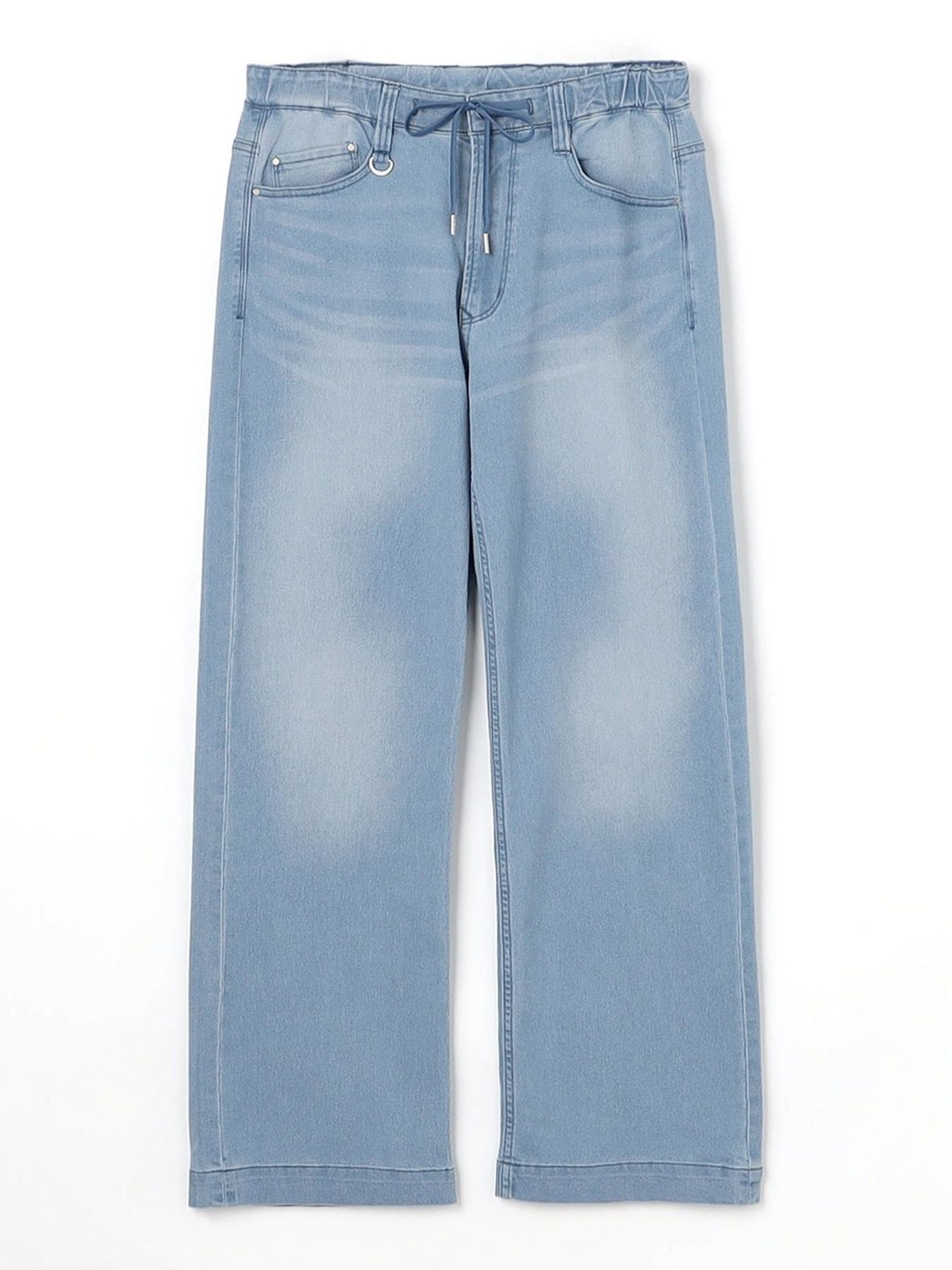 ライトオンスワイドデニムストレッチパンツ / ブルー【HIDEAWAYS NICOLE】