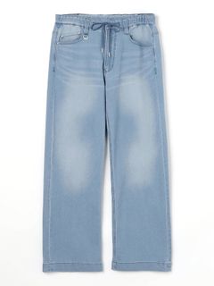 ライトオンスワイドデニムストレッチパンツ / ブルー【HIDEAWAYS NICOLE】