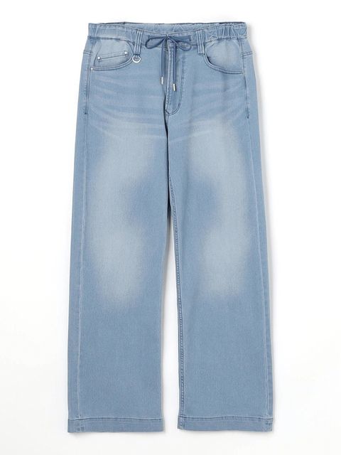 ライトオンスワイドデニムストレッチパンツ / ブルー【HIDEAWAYS NICOLE】