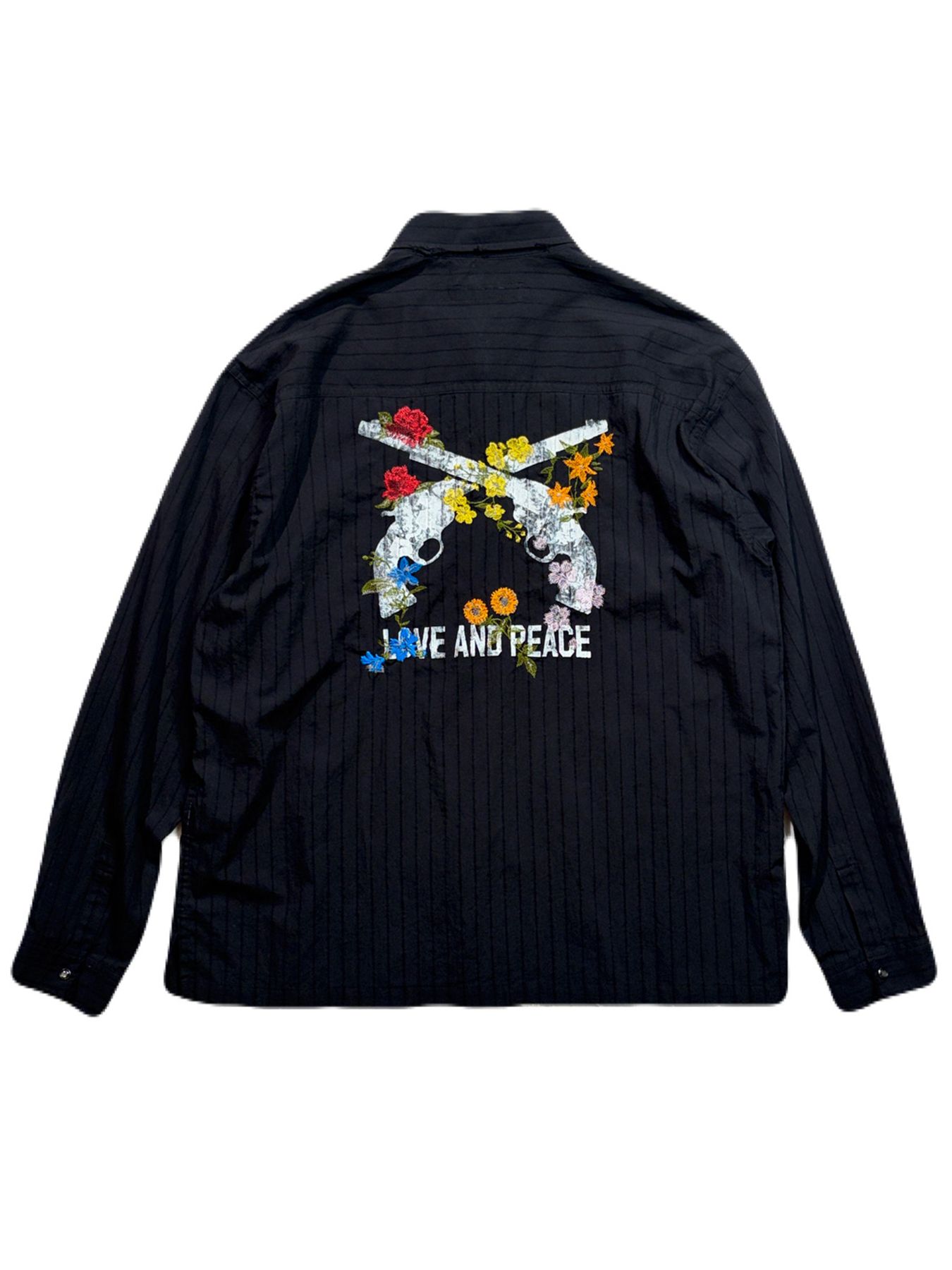 【予約品 8月23日(日) 締切】STRIPES SHIRT FLOWER / ブラック